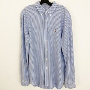 Polo Ralph Lauren size XL Blue and White Striped Long Sleeve Button Down Shirt